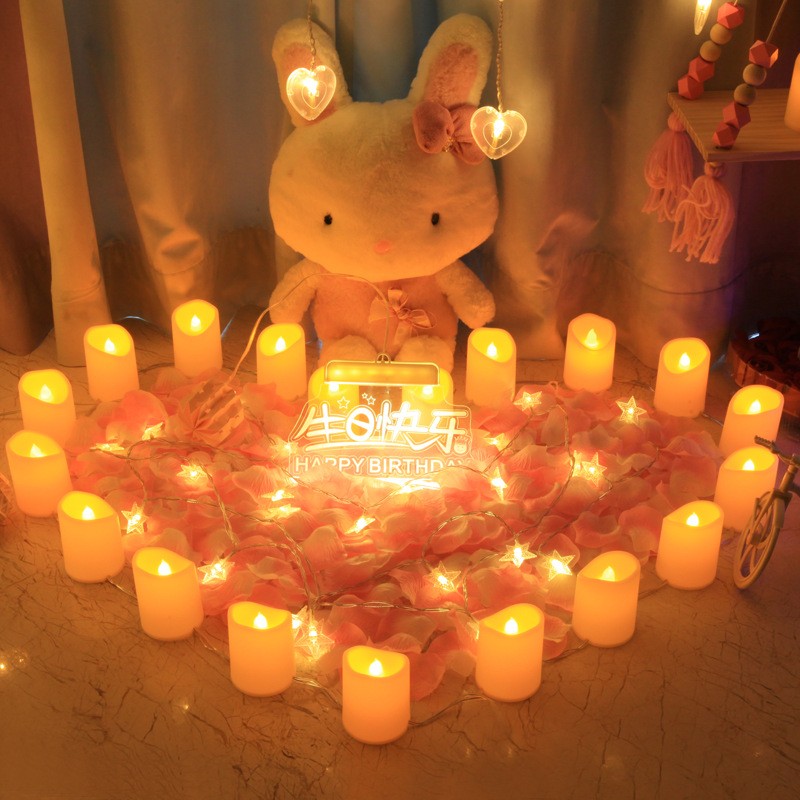 Birthday Party Decoration Flameless Candles Indoor Arrangement Festival Birthday Romantic Confession Romantic Electronic Candles