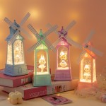 LED Luminous Snow Crystal Lamp Windmill Music Box Creative Party Decor Bedroom Crystal Lamp Windmill Home Table Ornaments