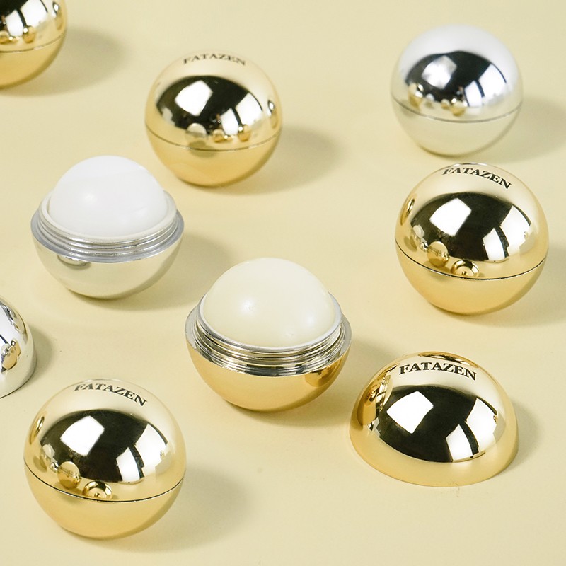 Organic Vegan Lip Balm Ball Golden Silver Moisturizing Herbal Liquid Mango Rose Blueberry Coconut Scents Makeup OEM Available