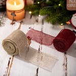Red Mesh Satin Combination Christmas Ribbon Roll DIY Tree Decorations Gift Wrapping Bows and Holiday Crafting Supplies