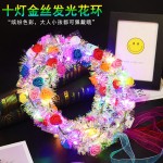 High Quality LED Flower Hairband Feather Led HeadbandCrown Floral Wreath Headband Artificial Wedding Garland Wreath