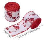 Red Christmas Themed Wired Burlap Christmas Ribbon Tree Wrapping Decoration Holiday Bow Festive Wreath Party Decoration