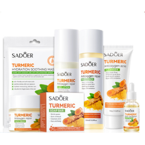 SADOER Natural Tumeric Skin Care Set Hydration Balance Facial  Anti-Oxidant Repair Toner Carnosine-Infused Whitening Face