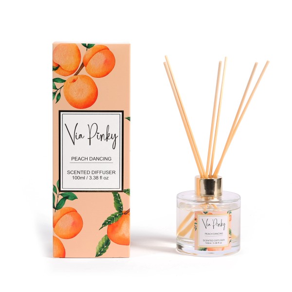 Wholesale100ml Hotel Family High End Custom Logo Glass Reed Diffuser Refreshing Sweet Peach Fruity Fragrance