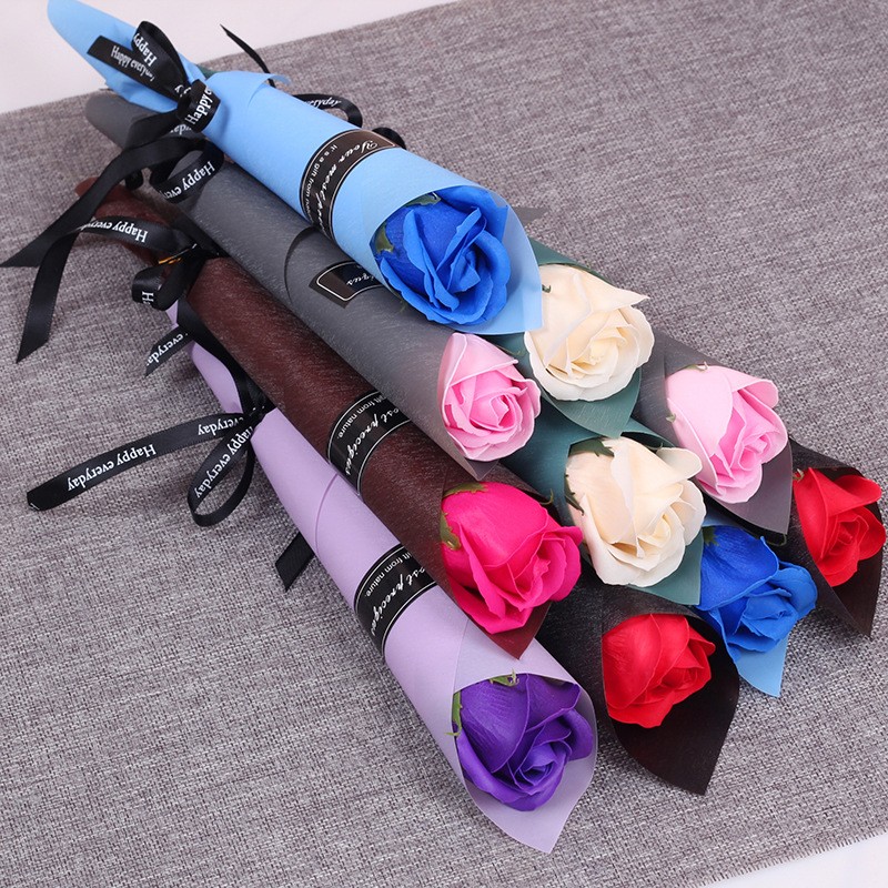 Soap Rose Artificial Flowers Flowers Valentine Single Branch Soap Flower Valentines Mothers Festival Day Wedding Decoration