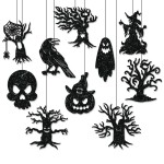 Best Sell Spooky Halloween Decor Spider Web Black Cat Hanging Black Bat Door Decoration Pumpkin Ghost Pendant Corner Decoration