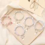 Hot SaleSparkling Feather Crystal Bead Bracelet  Floral Charm Women Best Friends Valentine Day Gift Idea Decorations
