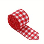 Custom Printed Wired Burlap Ribbon Red Plaid Design Christmas Craft Ribbon DIY Decorations Festive Gift Bows