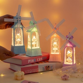 Creative Party Decoration Props LED Luminous Snow Crystal Lamp Windmill Bedroom Home Bedside Table Ornaments