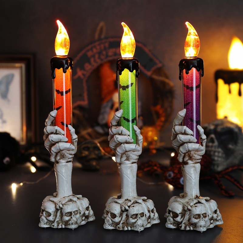 Creepy Glowing Ghost Hand LED Candle Halloween Prop Blood Drip Flameless Spooky Night Light Decor Party Horror