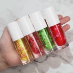 Custom Large Brush Head Fruit Transparent Lip Gloss Moisturizing Gold Leaf Lip Glaze 16 Colors Lip Oil