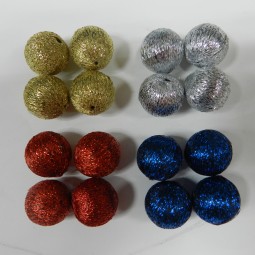 Christmas Tree Decoration Foam Base Holiday Gift Decor Silk Ball Ornament Supplies Hanging Accessory Gold Thread Sphere