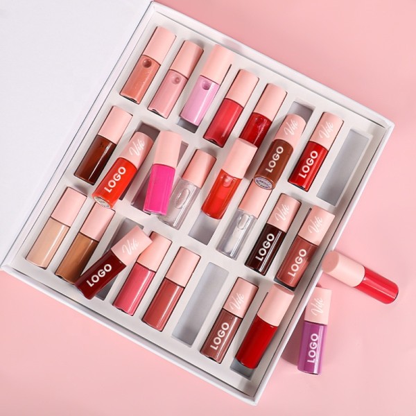 48 Colors Lip Gloss Set Private Logo Waterpoof Non-Stick Cup Moisturizing Lip Gloss