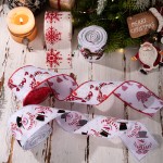 Red Christmas Themed Wired Burlap Christmas Ribbon Tree Wrapping Decoration Holiday Bow Festive Wreath Party Decoration