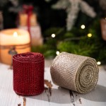 Festive Red Mesh Ribbon Satin Edge Christmas Tree Decor DIY Ornament Making Creative Gift Wrapping Glitter Poly Ribbon