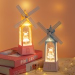 LED Luminous Snow Crystal Lamp Windmill Music Box Creative Party Decor Bedroom Crystal Lamp Windmill Home Table Ornaments