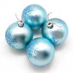 Christmas Decoration Set 5.7cm Lake Blue Snowflake Plastic Spheres Window Hanging Ornaments Festive Display Accents