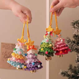 Plush Christmas Ornament Crochet Knit Christmas Tree Mini Decoration Holiday Car Hanging Festive Decor Piece