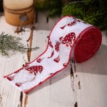 Red Christmas Themed Wired Burlap Christmas Ribbon Tree Wrapping Decoration Holiday Bow Festive Wreath Party Decoration