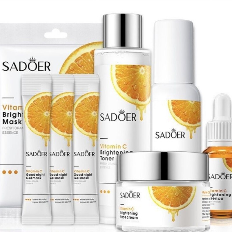 Vc Care Anti-Aging Moisturizing Facial Care Set Organic Whitening Skincare Lotion Essence Toner Carnosine Kojic Acid Eye Cream