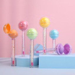 Macaron Colors Lollipop Lipstick Fruit Flavor 6 Scents Color Changing Pearl Hydrating 5ml Lip Gloss