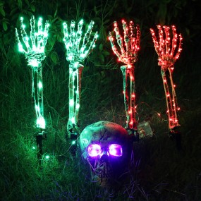 Halloween Festival Horror Style Garden Decoration Prop Creative Light up Glitter Ghost Hands Bone Spooky Atmosphere