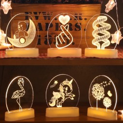 3D Acrylic LED Night Light Decorative Table Light Kids Perfect Wedding Holiday Party Gift Desk Lamp Bedroom Kids Light Led