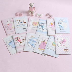 Cute Mini Baby Boy Girl Interactive Baby Blessing Card Invitation Baby Born Greeting Card  Ceremony Invitation