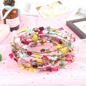 High Quality LED Flower Hairband Feather Led HeadbandCrown Floral Wreath Headband Artificial Wedding Garland Wreath