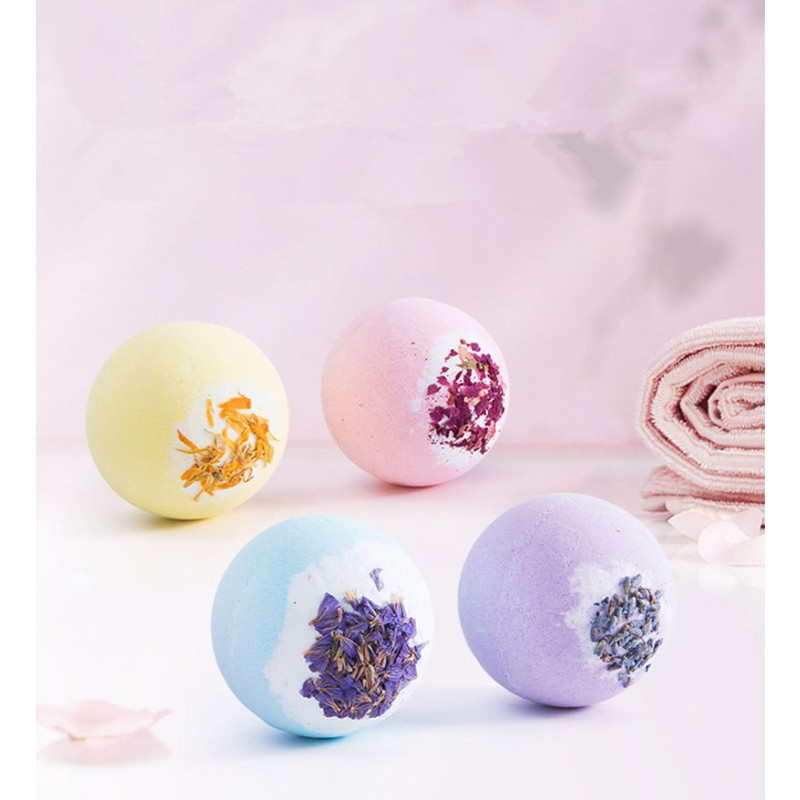 Wholesale Customized Packaging 100g Ball Shape Bath Bomb with Dried Flower