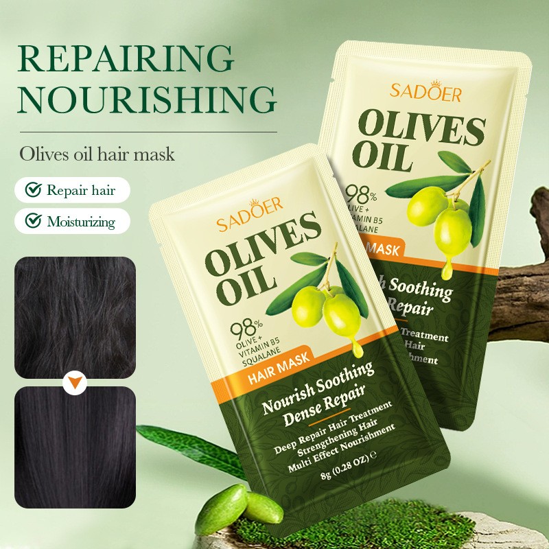 Hot-selling Olive Oil Repair Soft Nourishing Hair Mask Moisturizes Hair and Gently Repairs Damaged Hair. Portable Bag