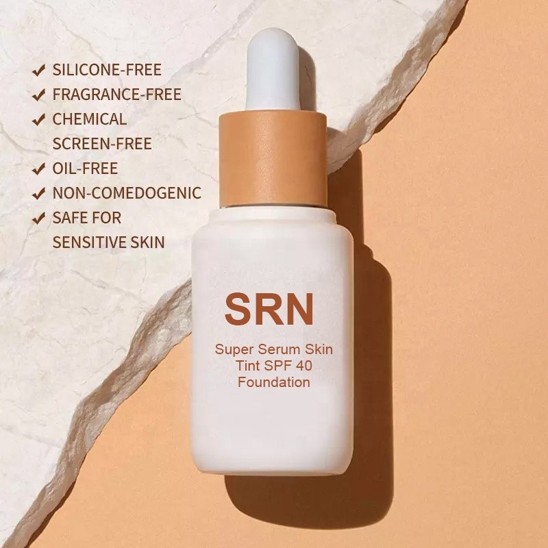 Private Label Beauty Face Three in One Super Glow Serum SPF 40 Sunscreen Tinted Color Foundation Serum