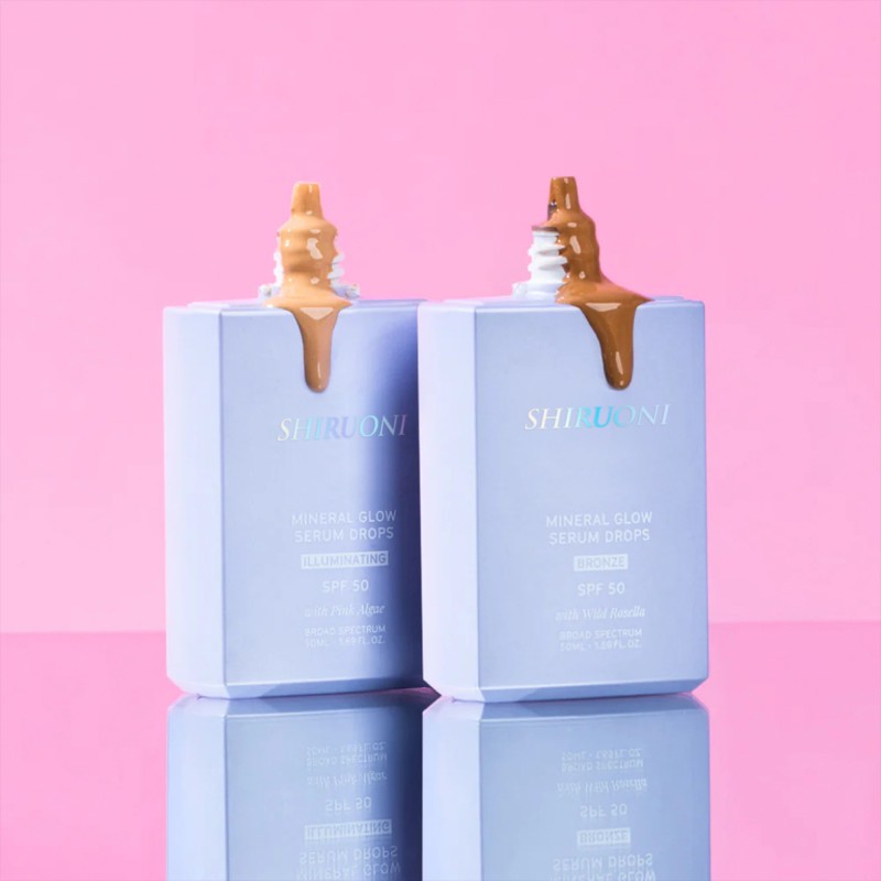 Private Label Glow Illuminating Sun Protection Sunscreen Tinted SPF50 Mineral Glow Serum Drops