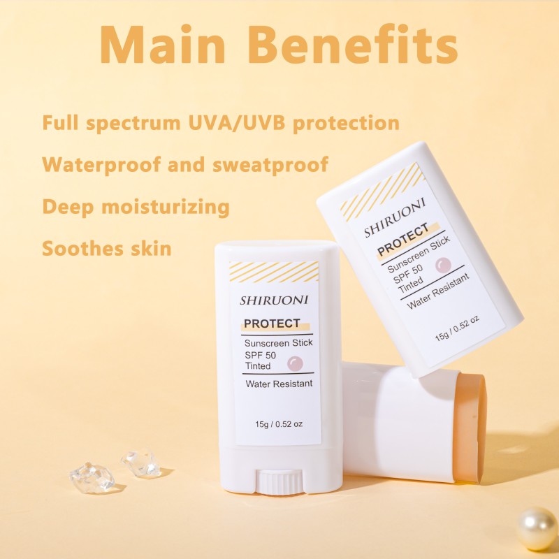 Free Sample Sunscreen for Face High Spf 50 Protection Water Resistant Mineral Vitamin E Tinted Sunscreen Stick