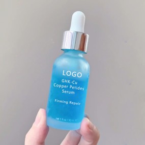 Private Label Organic Anti Wrinkle Firming Blue GHK-Cu Copper Peptide Face Serum for Skincare