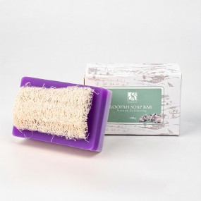 OEM Natural Vegan Loofah Soap Bar Olive Oil Lavender Oil Nourishes Antioxidant Gently Exfoliates Skin Care Loofah Bar Soap
