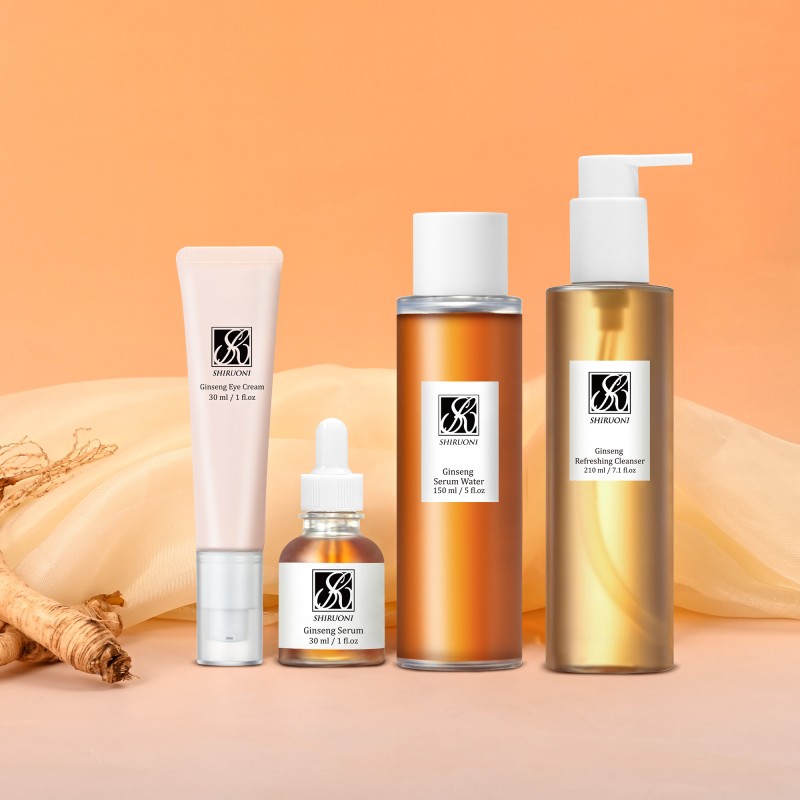 Custom Ginseng Whitening Cream Serum for Face Anti Wrinkles Ginseng Cleanser Brightening Skin Care Set