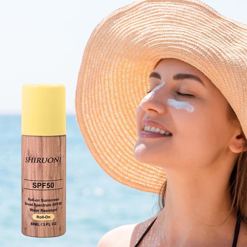 Private Label Sunblock Waterproof Uva/Uvb Sun Protection Broad Spectrum Moisturizing Spf 50 Roll-On Sunscreen Cream
