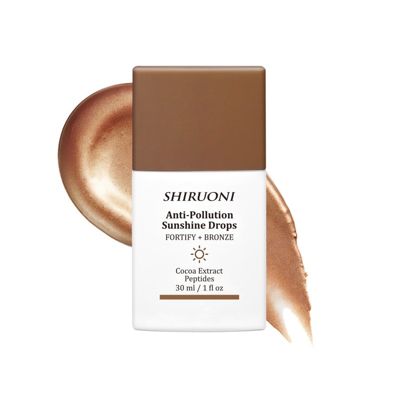 Private Label Tan Drops Dark Sunless Tanner Nourishing Bronzing Cocoa Extract Face Tanning Serum