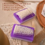 OEM Natural Vegan Loofah Soap Bar Olive Oil Lavender Oil Nourishes Antioxidant Gently Exfoliates Skin Care Loofah Bar Soap