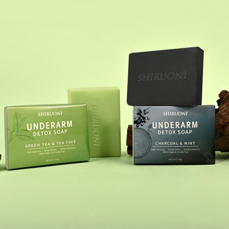 Free Sample Body Soap Gentle Exfoliation Odor Removal Soothing Deep Cleansing Green Tea Detox Underarm Whitening Soap