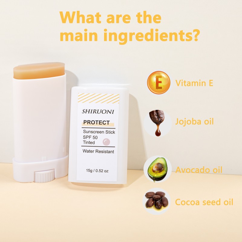 Free Sample Sunscreen for Face High Spf 50 Protection Water Resistant Mineral Vitamin E Tinted Sunscreen Stick