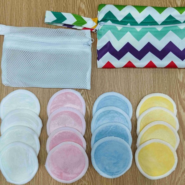 Makeup Remover Pads Supplier - Bamboo Cotton Colorful Stitching 8x8cm
