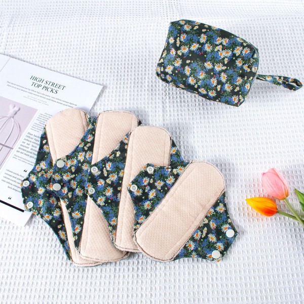 Menstrual Pad Set Factory - 4pcs Organic Cotton with Period Bag