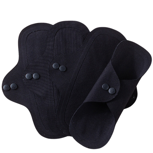 Menstrual Pad Manufacturer - Organic Cotton Heat Pressed Black