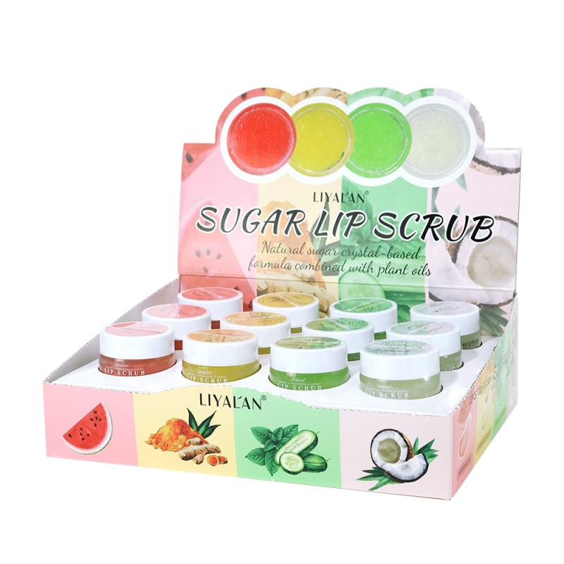 Lip Scrub Manufacturer - Private Label 12pcs/box Vegan Fruit Sugar Scrub