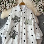 Women Blouse Supplier - 2025 Striped Printed Business Casual