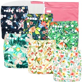 Cloth Diapers Manufacturer - 6Pack With Inserts Wet Bag