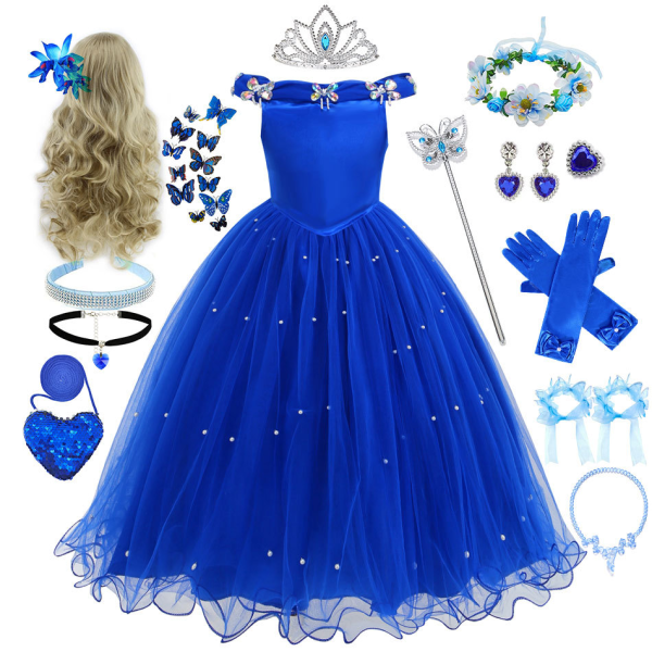 Royal Blue Princess Dress Manufacturer - Party Wear with Pearl Skirt