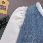 Girls Clothing Set Factory - Bubble Sleeve Denim Vest